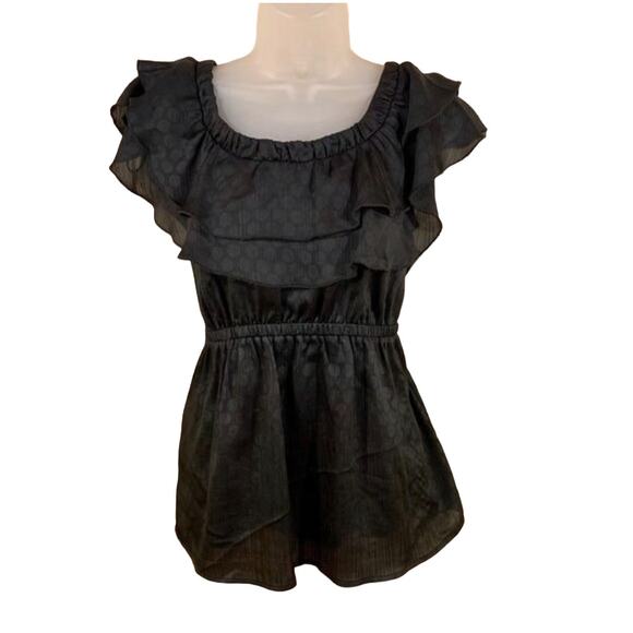 Y2K Ruffle Layer Blouse Feminine Whimsigoth Flounce Polka Dot Fairygoth Chiffon - Picture 2 of 8